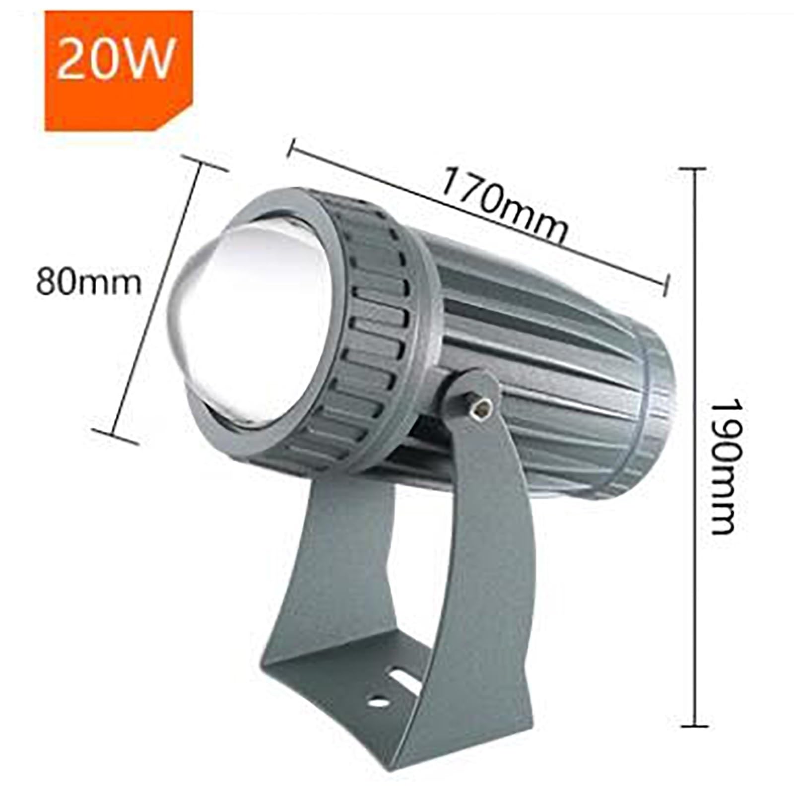 Luci Paesaggistiche - Faretto LED, Lampada da parete per esterni con fascio luminoso a LED AC 220V, faretto a fascio stretto impermeabile Ip67, staffa regolabile a 180° luce da terra(Warm white,20W)