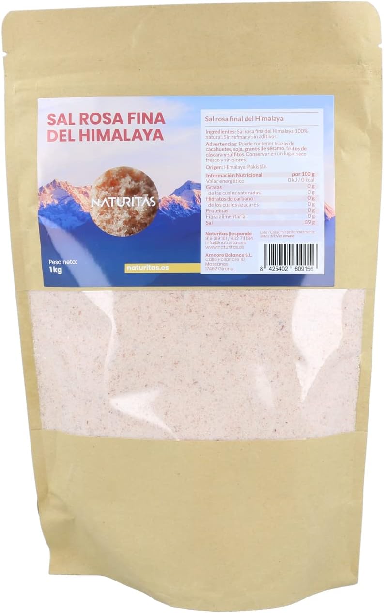 Sal Rosa Fina del Himalaya 1 kg Naturitas | 100% natural | Sin refinar | Sin aditivos | Sin GMO
