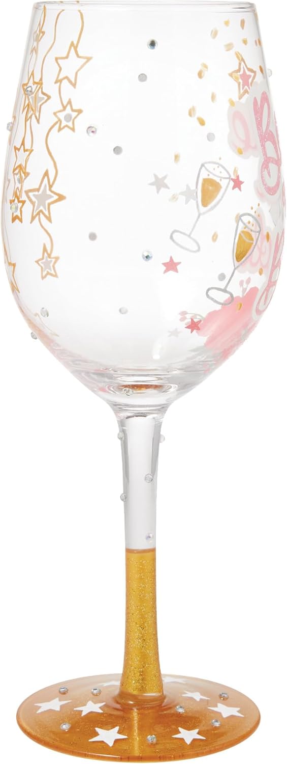 Enesco Lolita Designs Wedding Bestie of the Bride Hand-Painted Artisan Wine Glass, 15 Ounce, Multicolor