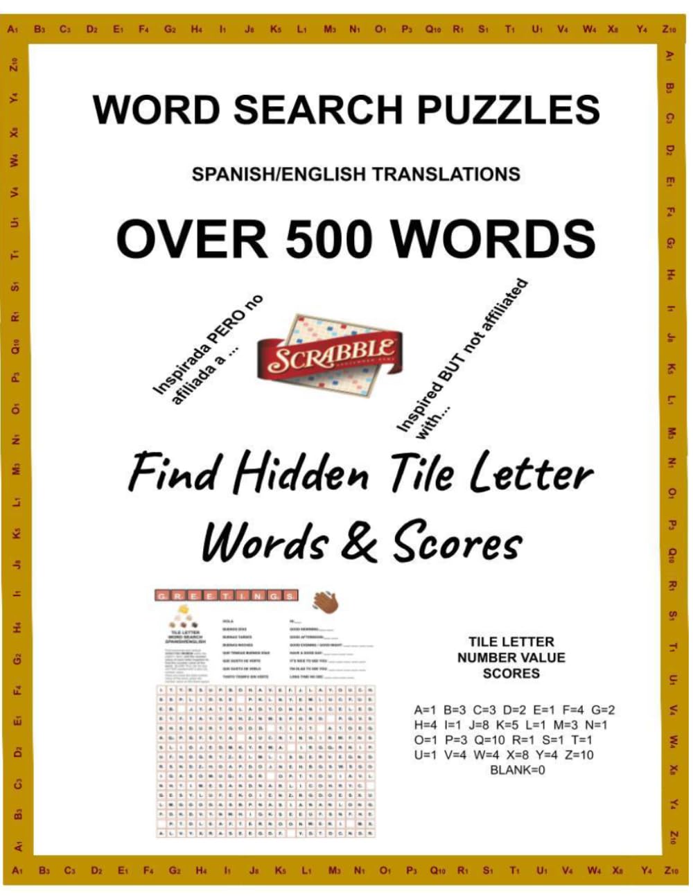 Spanish/English Word Search with Tile Letters: Learning while finding hidden words/scores