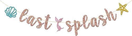 Cartel de último chapoteo, decoración de despedida de soltera con temática de sirena, decoración de despedida de soltera, color oro rosa con