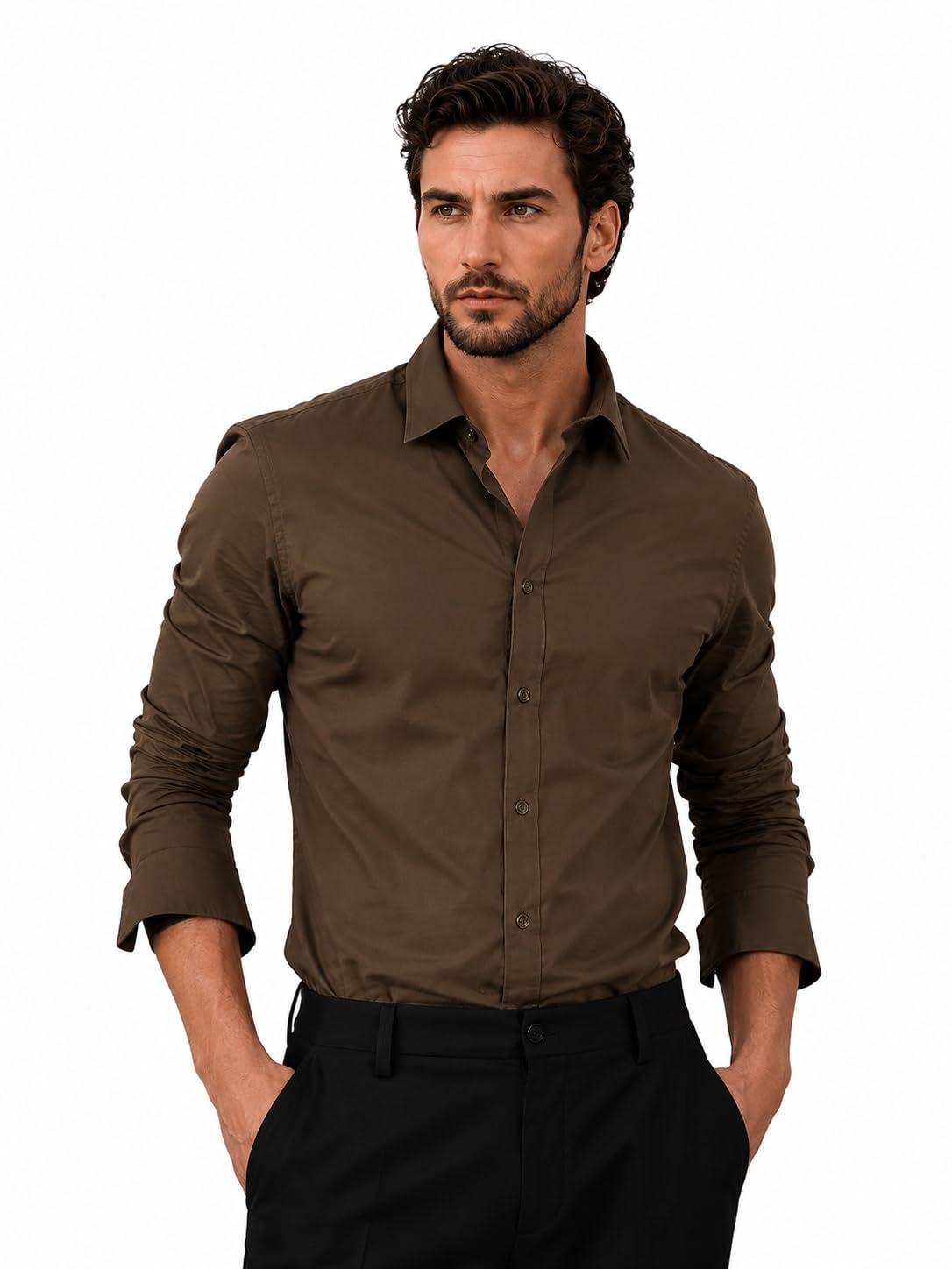 Men Casual Shirt | Premium Stretch Cotton Blend Shirts for Men | Solid, Slim Fit Full Sleeve Stylish Formal & Casual Wear Shirt for Office, Party & Daily Use-picture-22