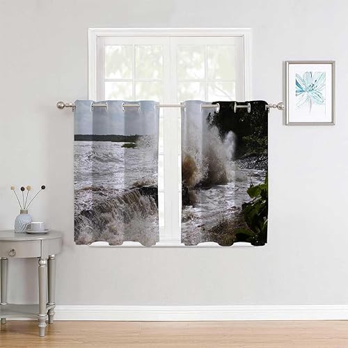 Cortinas opacas para dormitorio, paisaje marino y cielo, cortinas deslizantes para puertas corredizas de vidrio, cortinas para Ventanas de Cuarto de