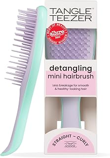 Tangle Teezer Mini Ultimate Detangler Brush - Travel-Size, Knot-Free Detangling for Straight to Wavy Hair, Wisteria Leaf
