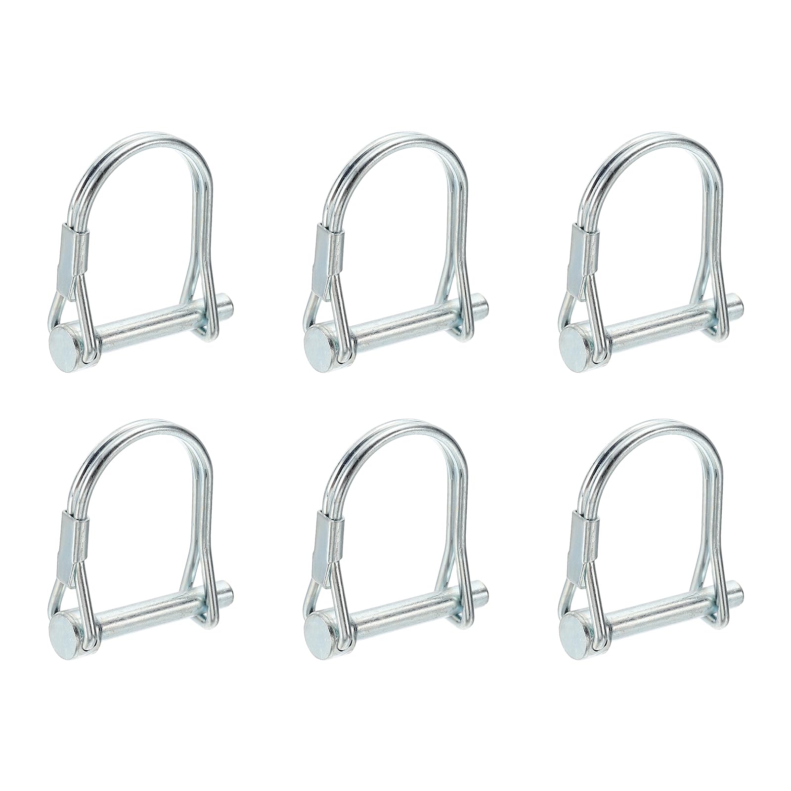 PATIKIL 6 Pcs Trailer Coupler Pins, 11/64" x 1.2" (5mm x 30mm) Safety Wire Lock Hitch Pin Arch Shaft Spring Locking Clip Half Round for Farm Trailers Lawn Garden Wagons, Silver