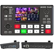 CineTreak Mixer Plus 4-Channel HDMI Live Streaming Video Switcher, Built-in 4.5" LCD Screen, PTZ Camera Control, Chroma Key, 1080p60 USB 3.0 UVC for OBS, Zoom, YouTube, Church & Live Events
