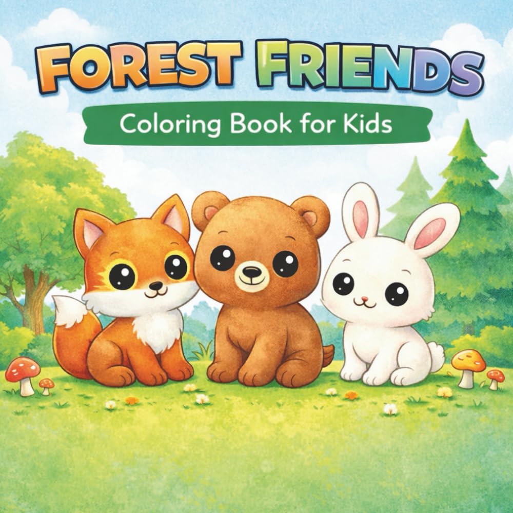 Forest Friends Coloring Book for Kids: Cute Woodland Animals to Color, Simple and Adorable Designs for Toddlers and Preschoolers Ages 3–6