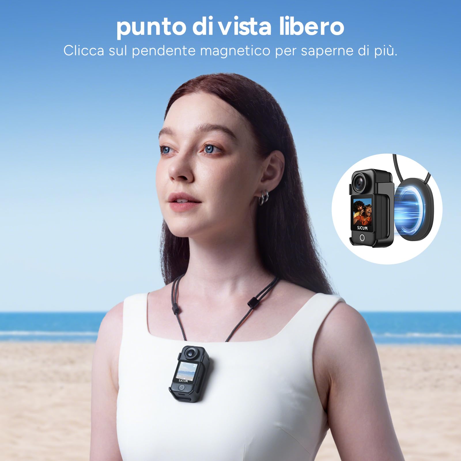 SJCAM C300 vlogging camera,Action Cam 4K con Stabilizzazione 6-Assi,7Ore di Autonomia,Doppio Schermo Touch, Impermeabile 30M, Grandangolo 154° Microfono Integrato e Scheda 64GB Inclusa(Nero)