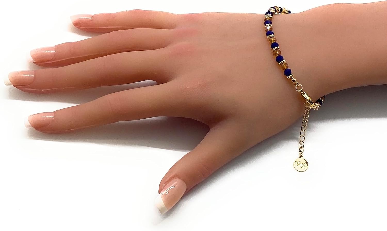 Divine Energy Bracelet of Santeria Shango Yemaya Oshún Ellegua Ilde Blue and Amber Crystals for Fertility, Serenity, and Spiritual Healing