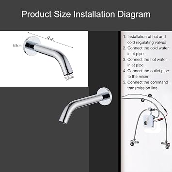 Automatic Touchless Sensor Faucet, Wall-Mounted Kitchen Sink Faucet, Smart Sensor Tap for Basin, Water Saving Hands-Free Operation, Easy Installation(Silver,Single Cold)