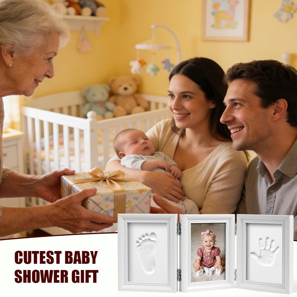 Vicloon Zestaw dłoni i stóp dziecka, prezenty na baby shower, spersonalizowany prezent dla noworodków i chłopców, pamiątka rodzinna, prezenty dla nowych rodziców, ramki na zdjęcia z pamięcią dla dłoni