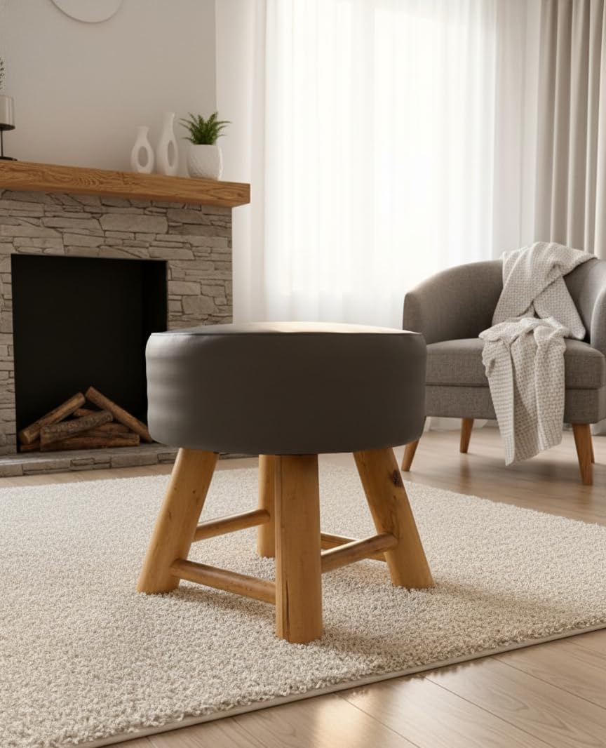 Heavy Bamboo Leg Stool (Gray)-image-11