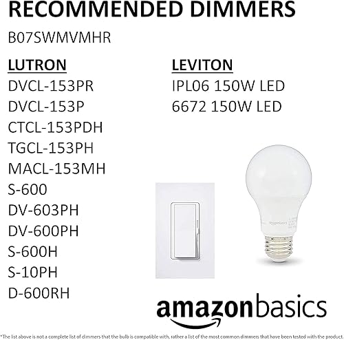 Miniatura 6 de Yaxa Basics - Bombillas LED A19, equivalente a 60 vatios, 9W de eficiencia energética, base estándar E26, color blanco suave 2700K, regulable