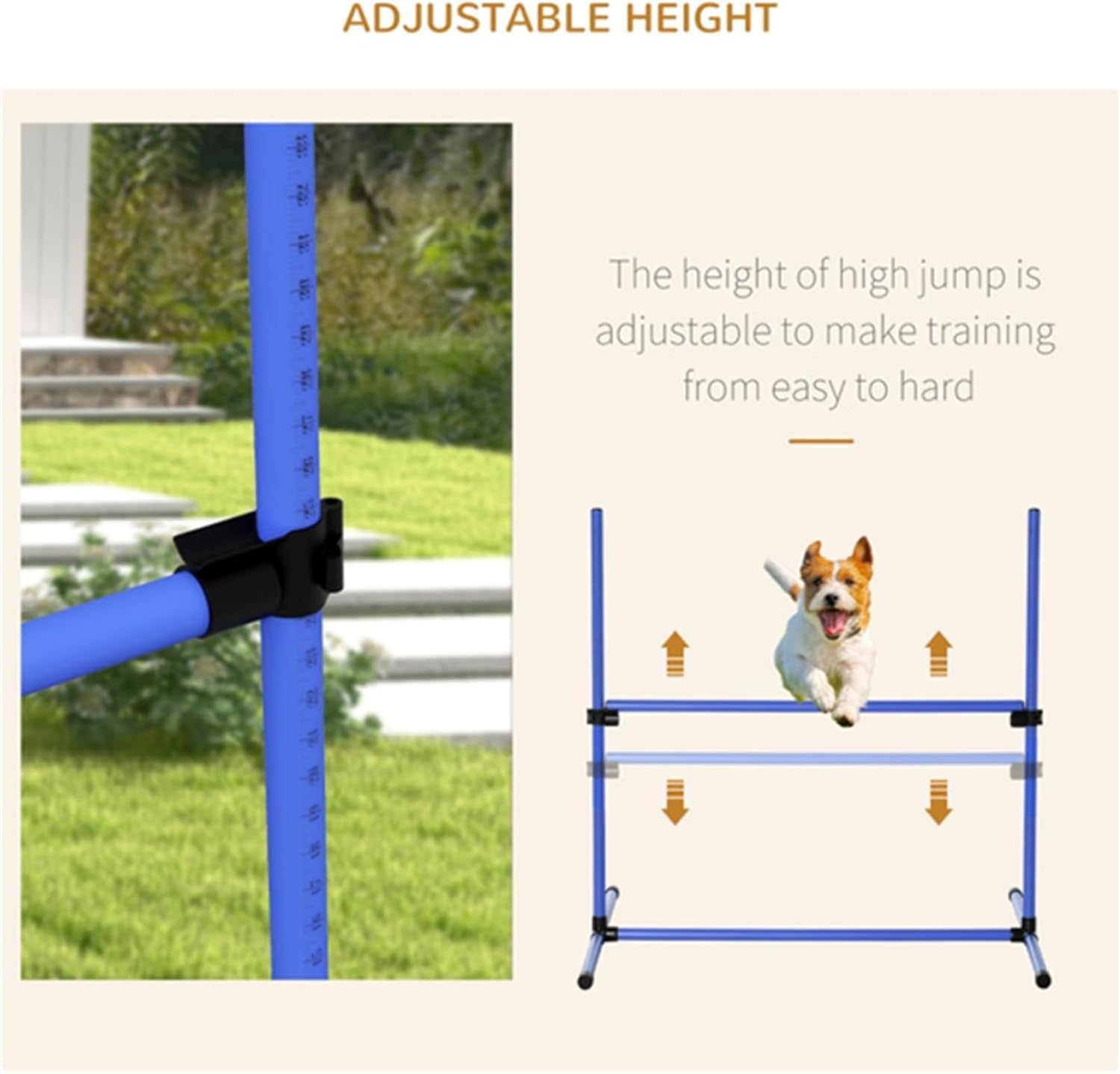 6 Sets of Horizontal Bar Jumping Rack, Dog Agility Set, Dog Training Rack, Outdoor Training, Pet Supplies, Blue