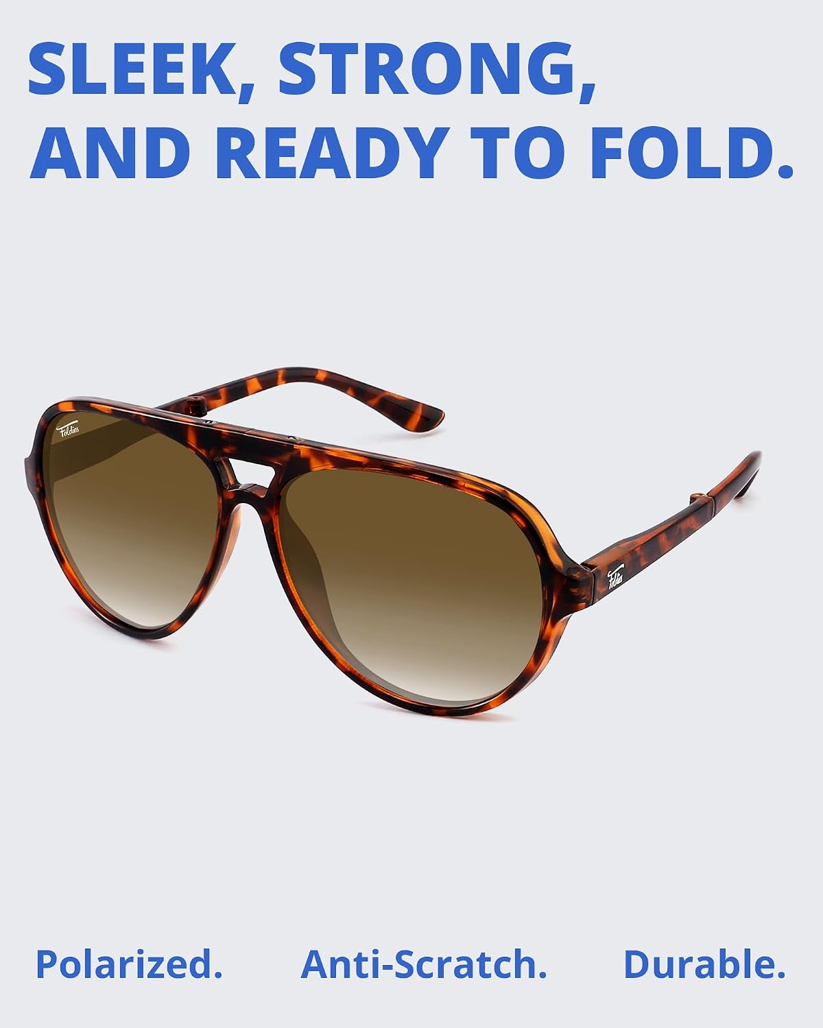 Foldies Newman Folding Sunglasses Polarized, UV400, UVA, UVB Protection for Men Women, Folding Sunglasses Leather Case