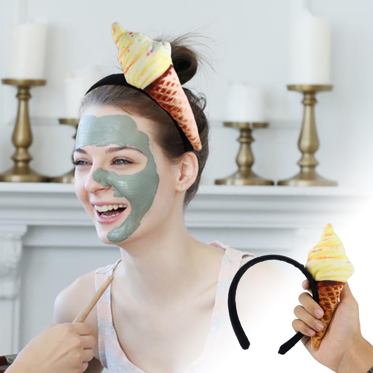 Cerchietto per capelli a cono da 3 pezzi, copricapo da gelato per bambini