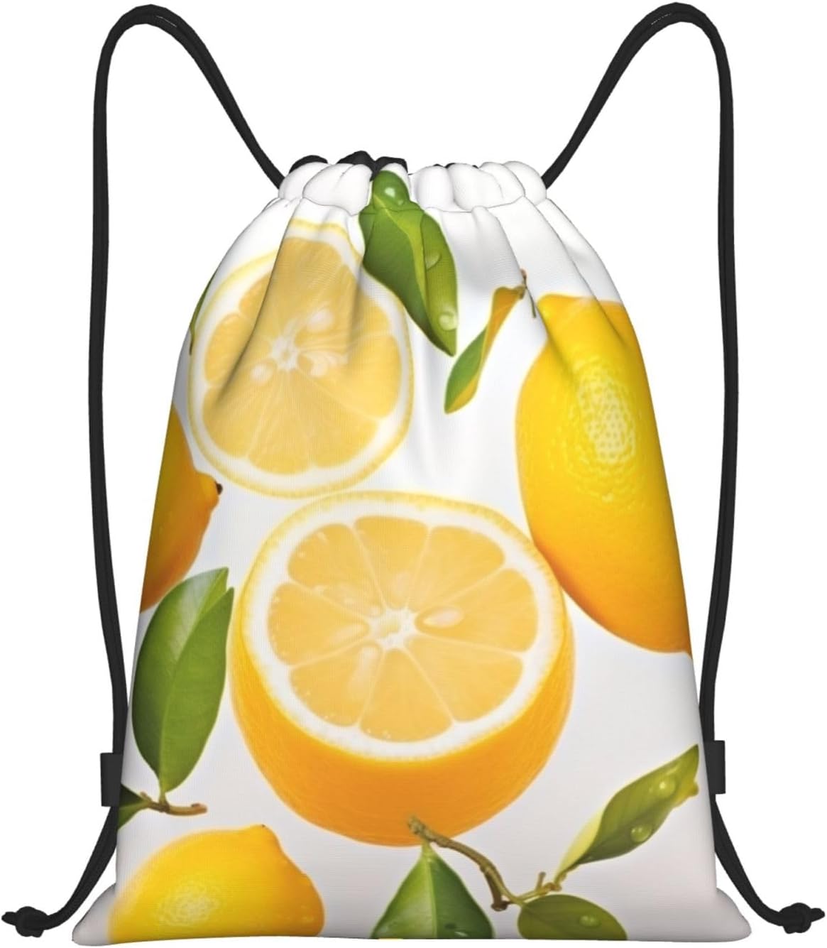 Fresh Lemon Drawstring Backpack Draw String Bag Waterproof Sports Bag Gym Cinch Bags for Women Men
