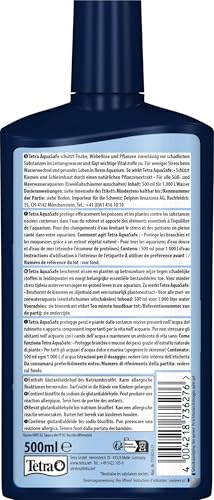 Tetra AquaSafe para Agua de Acuario Natural y Apta para Peces, Neutraliza las Sustancias Nocivas del Agua del Grifo, Botella de 500 ml