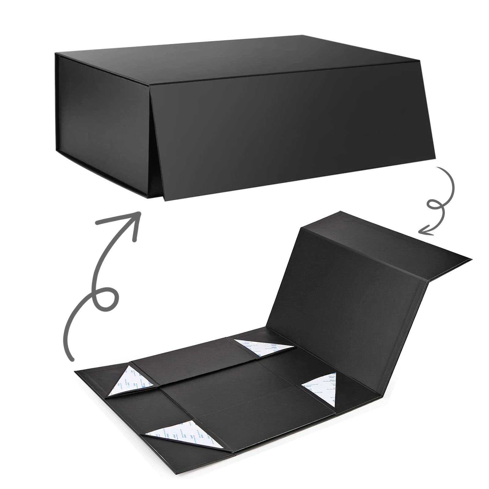 Photo 1 of 4 PK Gift Box with Lid Bridesmaid Proposal Box 9.5"*7"*4.5" Sturdy Storage Box Collapsible Mother's Day Valentine Gift Box with Magnetic Closure (Glossy Black, Medium(1 piece)) Medium Glossy Black