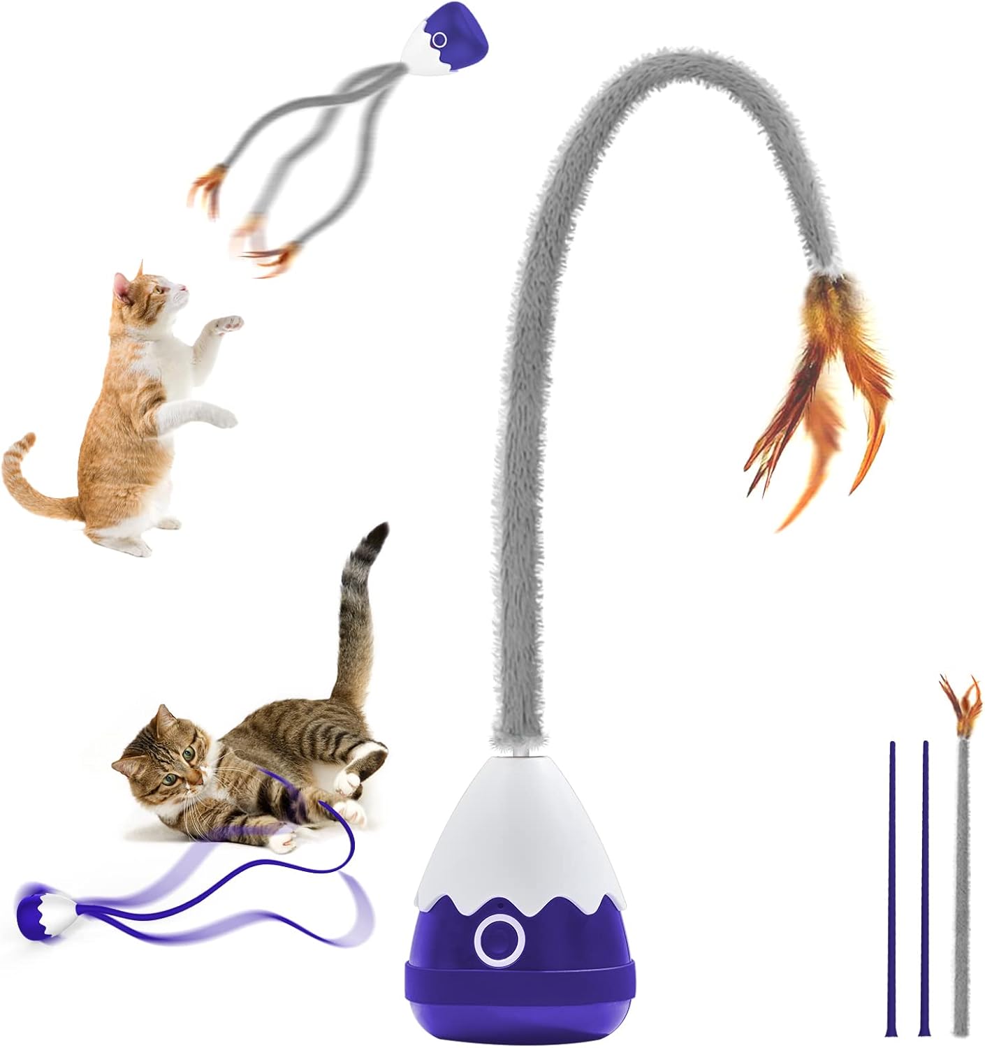 Petcronies Cat Toys Rechargeable Plush Cat Wand Toy with