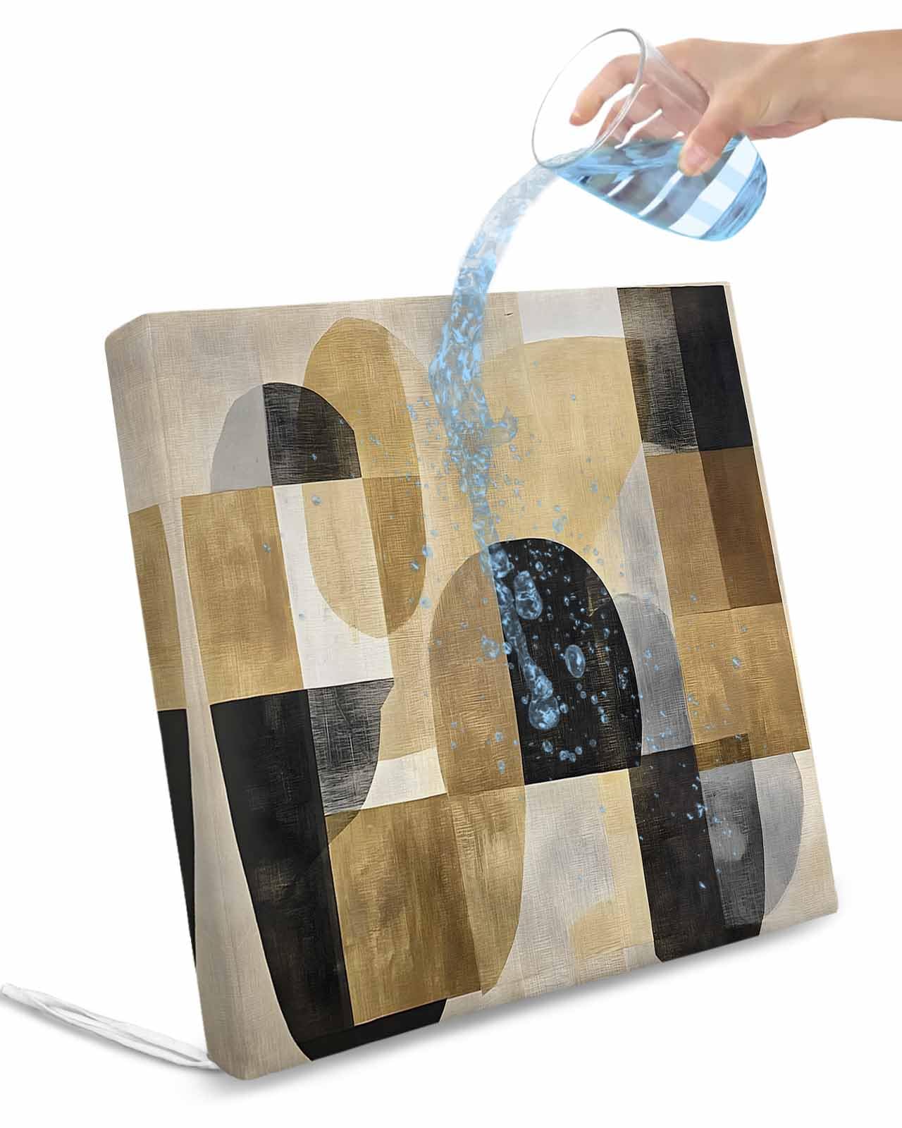 2 Pack Vintage Boho Waterproof Cushion Covers with Ties, Outdoor Patio Chaise Lounge Chair Seat Cushion Slip Covers Replacement(Only Cover) Abstract Oil Painting Geometric 20