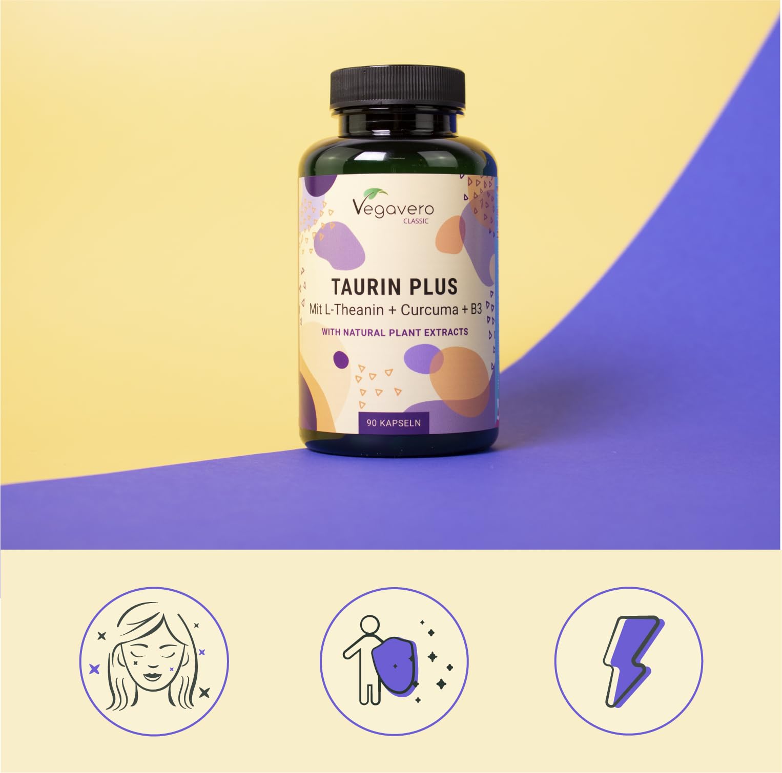 Taurina 1000 mg | Integratori Sport Pre e Post Workout | con L-Teanina, Curcuma e Vitamina B3 | Capsule ad Alto Dosaggio | No OGM | Vegan | Vegavero®