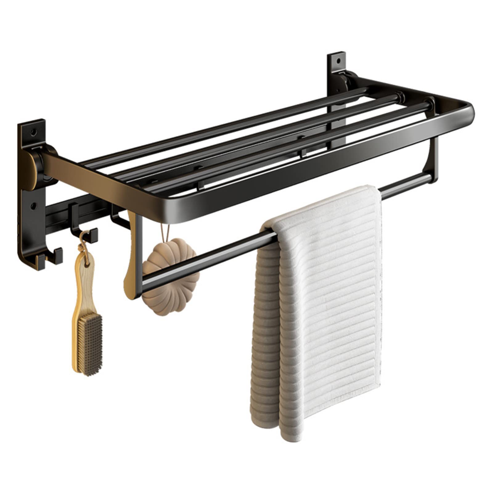 Porte-serviette de salle de bain mural en aluminium d'espace noir
