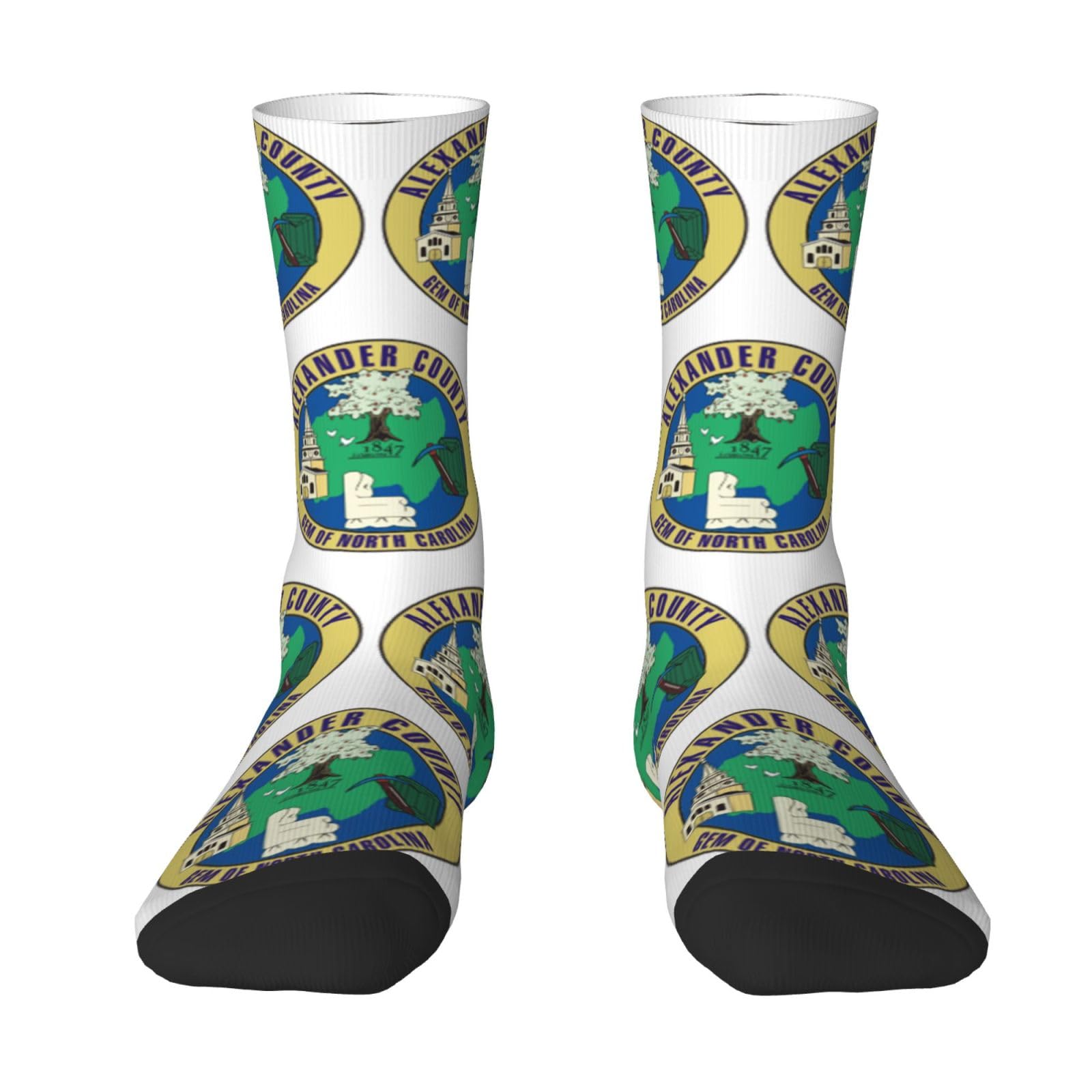 SIYTUAU Alexander County Seal North Carolina Socks For Women Men Cushion Athletic Crew Socks Casual Wicking Socks