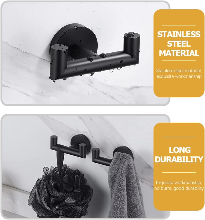 Cabilock 2pcs Stainless Steel Double Towel Hook Heavy Duty Wall-Mounted Organizer for Bathroom and -Saving Design Rustproof Material for Towels and Robes Finish