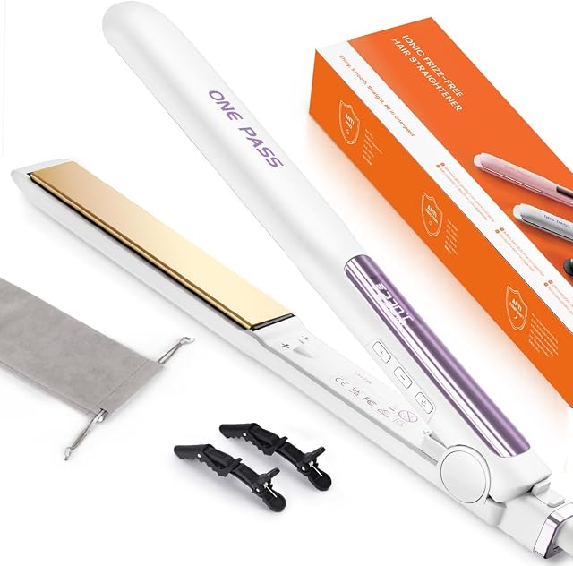 Faszin Lève-cheveux, Chauffage rapide Titanium Fer plat avec ion négatif pour cheveux lisses, 2-In-1 3D Fer à repasser pour tous les types de cheveux, double tension & 11 Niveaux Température réglable