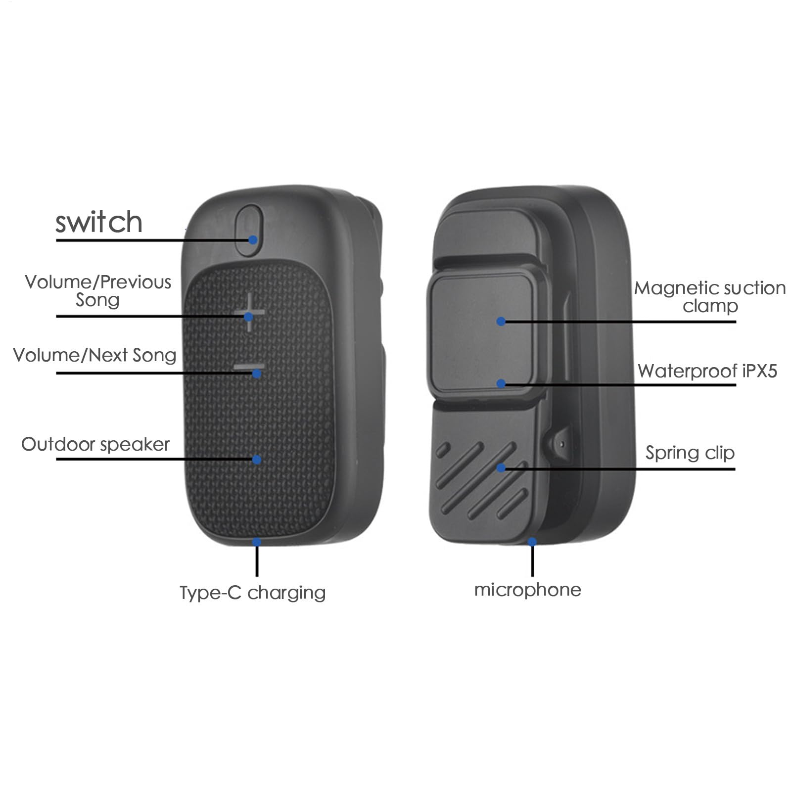 Genérico Altoparlante impermeabile portatile: altoparlante da doccia | portatile con bassi stereo, classificazione impermeabile, design compatto con , 10 ore di durata della batteria | Attività