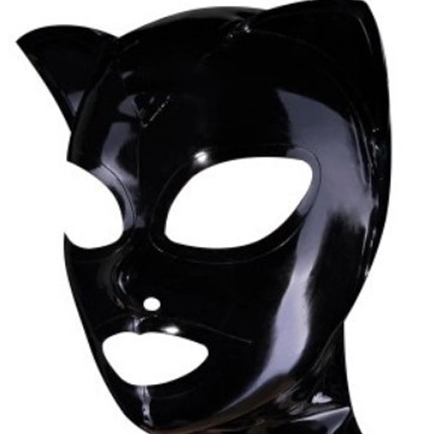 Black Latex Cat Face Hood Masks Rubber Head Mask BDSM Unisex for Cosplay