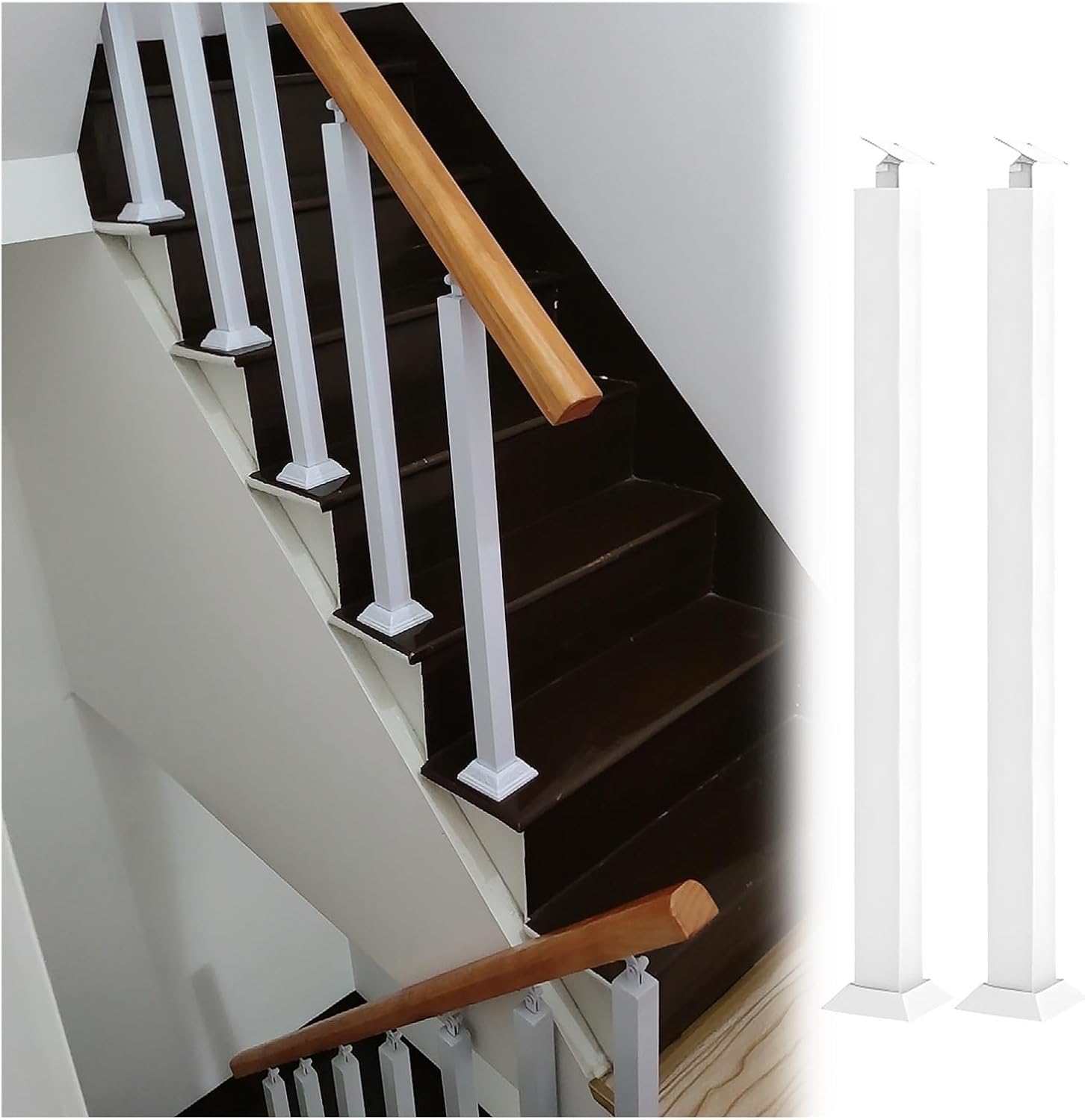 Garde-corps de terrasse blanc ShAzan rampe d'escalier 100cm pour sécuriser l'accès au porche