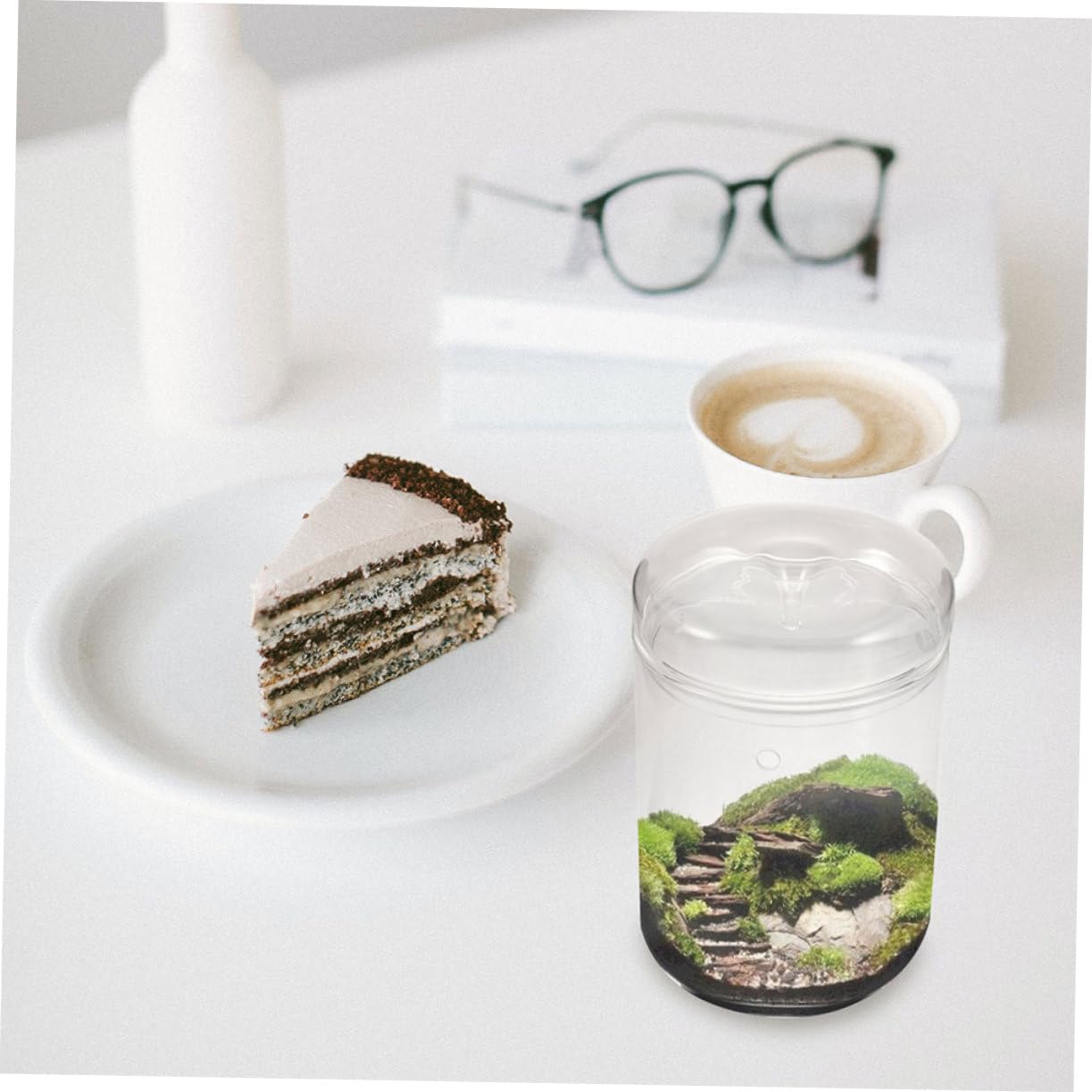 Alipis Terrario de Musgo Ecológico de Vidrio, Adorno Minimalista para Oficina Microjardín Natural