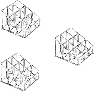 فوميز. 3 قطع 9 علب تخزين شفافة للمجوهرات علبة تخزين احمر الشفاه حامل مستحضرات التجميل