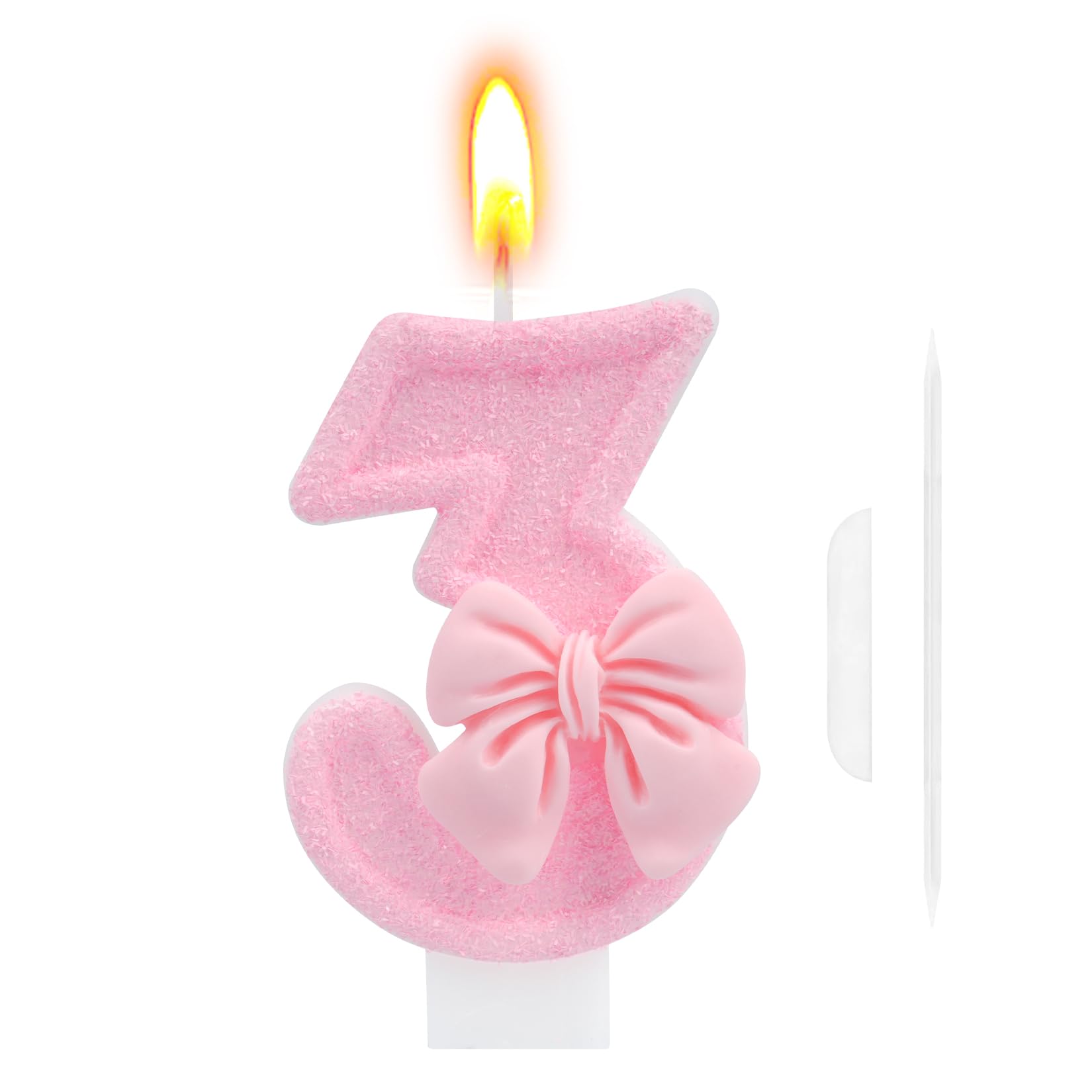 Gangyumaoyi Girls Pink 3Rd Birthday Cake Topper, Butterfly Happy Birthday Candle, Number 3 Candles, Glittering Cake Toppers Candles For Theme Party Family Gathering Decorations(Number 3)