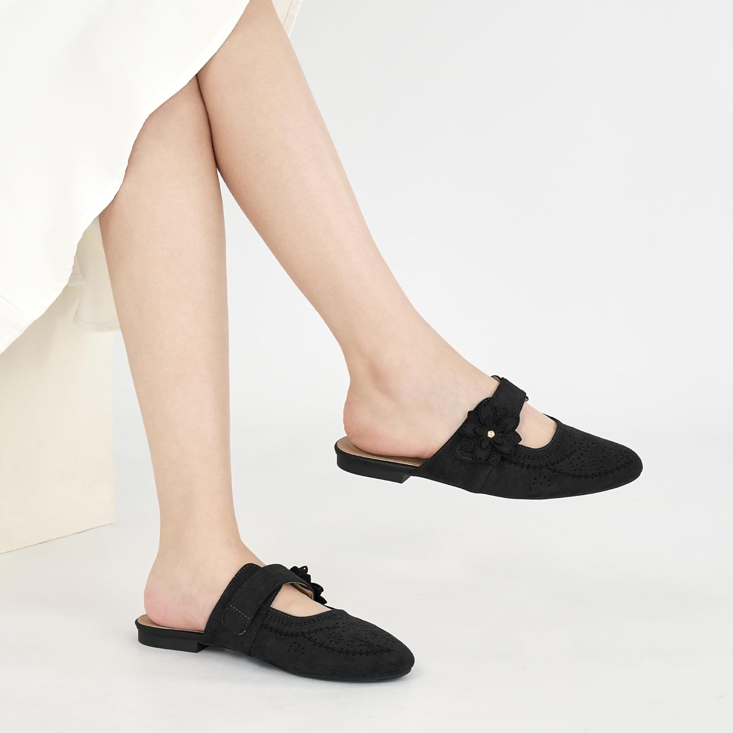 Aomigoct Mules for Woman Flats Comfortable: Round Toe Slip On Womens Mules Casual Fashion Work Shoes - Image 6