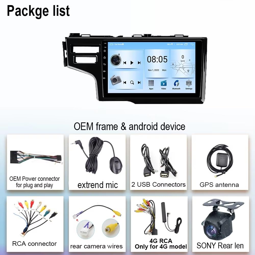 Android 9-calowy ekran dotykowy radio samochodowe stereo do Honda Jazz 3 2015-2020 z Carplay Android automatyczna nawigacja GPS z BT WiFi USB Mirror Link FM, części samochodowe (2+32G)
