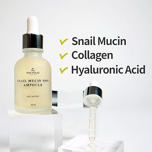 Miniatura 5 de The Skin House Snail Mucin 5000 Ampolla 1.0 fl oz (1.01 fl oz) Suero ligero y acuoso de textura gota, nutritivo, hidratante y reabastecedor, cuidado