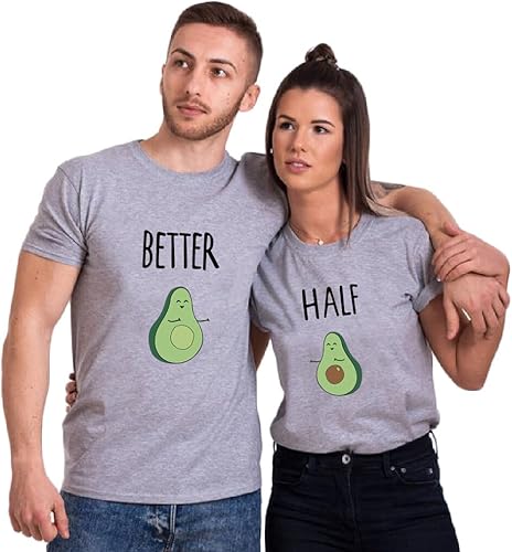 Camiseta de pareja para él y ella, camiseta divertida para pareja Better&Half Summer 1 pieza