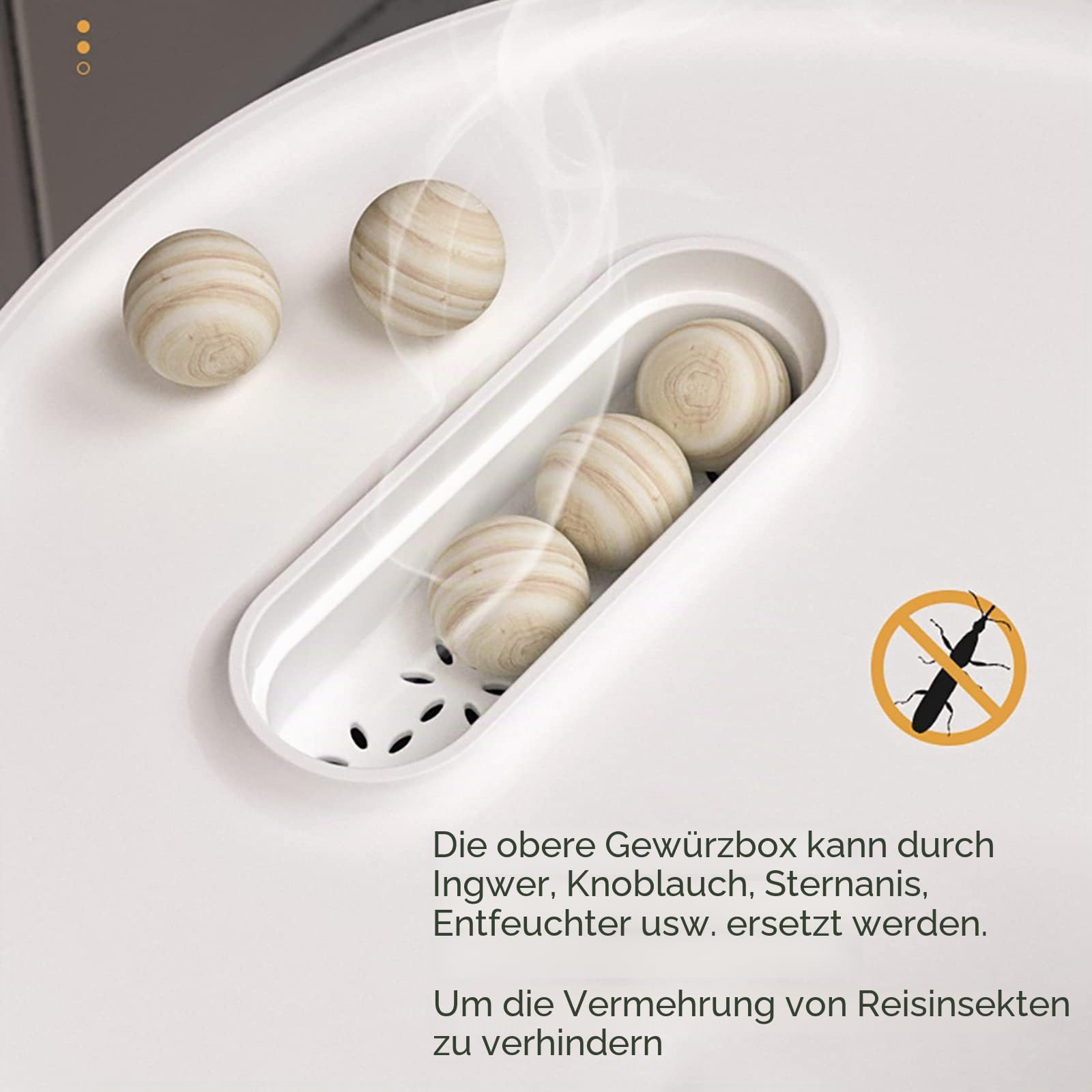 Reisspender Lebensmittelspender Müslispender Küche Luftdicht Behälter mit Deckel und Messbecher für Schwarzem Reis, Bohnen (20L)