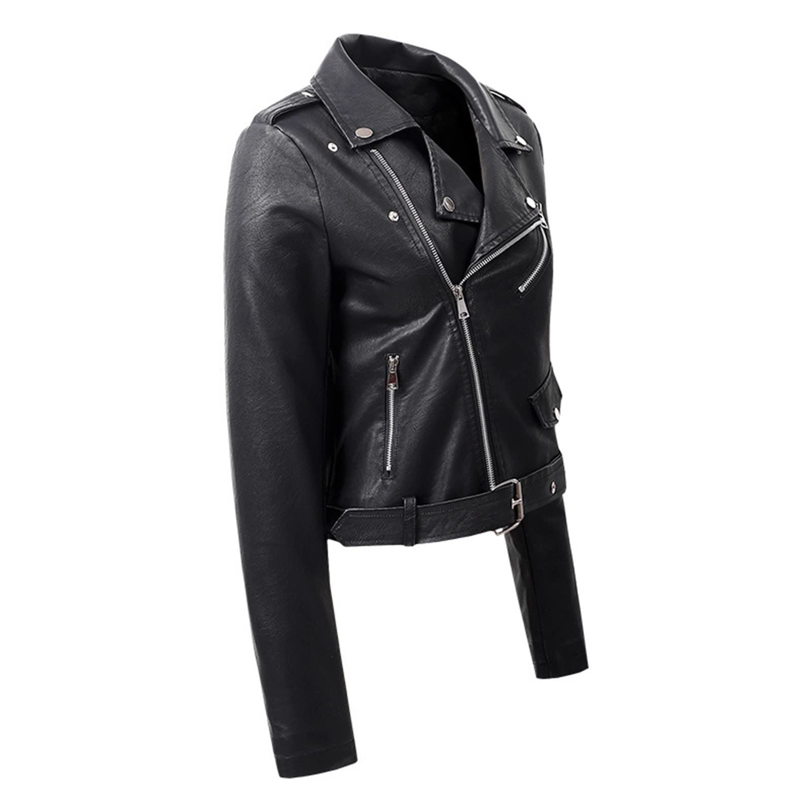 Giacca in Pelle a Maniche Lunghe da Donna Giacca in Pelle da Moto Giacca in Pelle PU Giacca da Donna alla Giubbotto Sportivo Donna Invernale Donna Giubotto