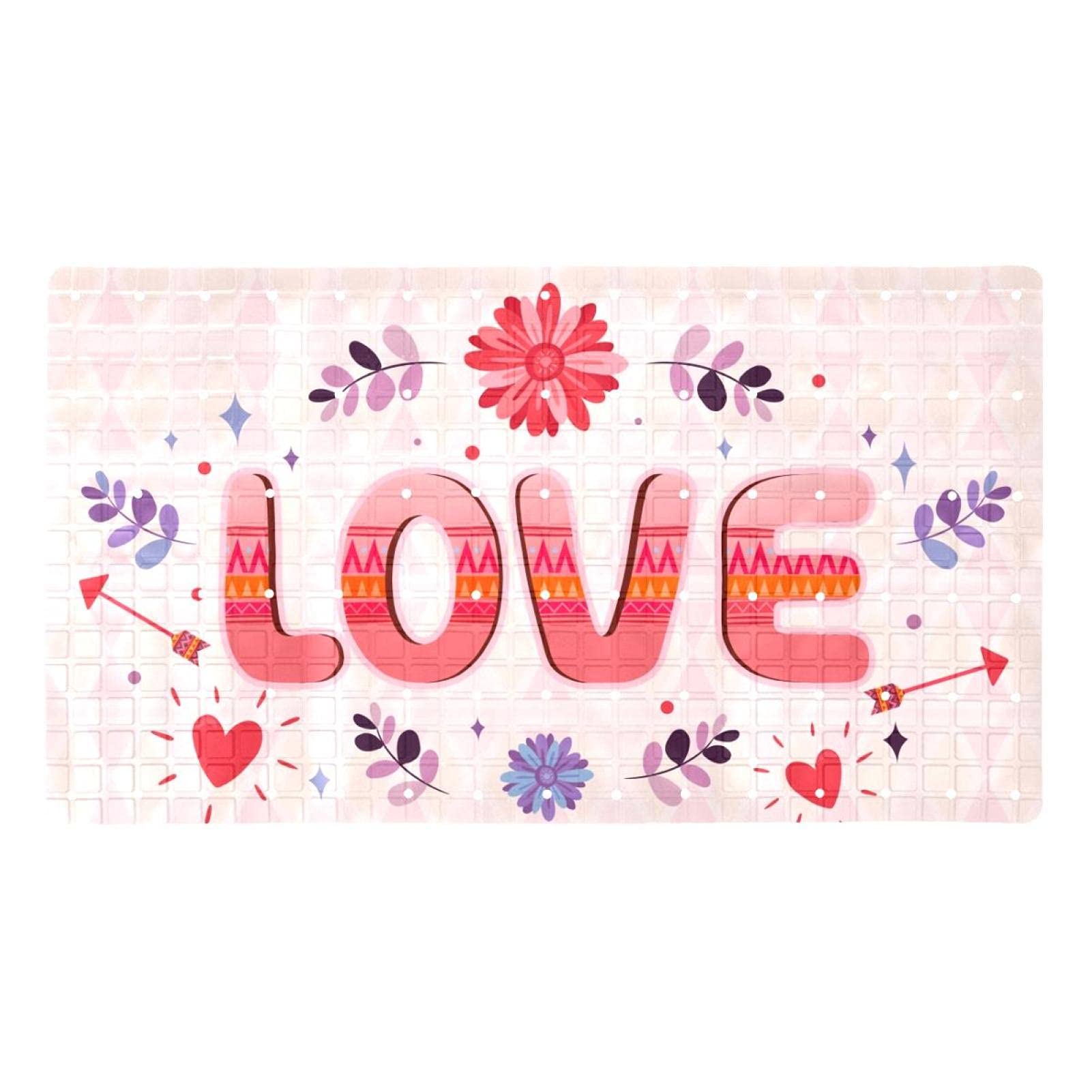 Tapis de bain antidérapant en PVC rose 40x70 cm avec ventouses