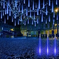 ソーラー流星群レインライト 30cm 8 本 240 球 滝の木のクリスマスライト、LEDライ...