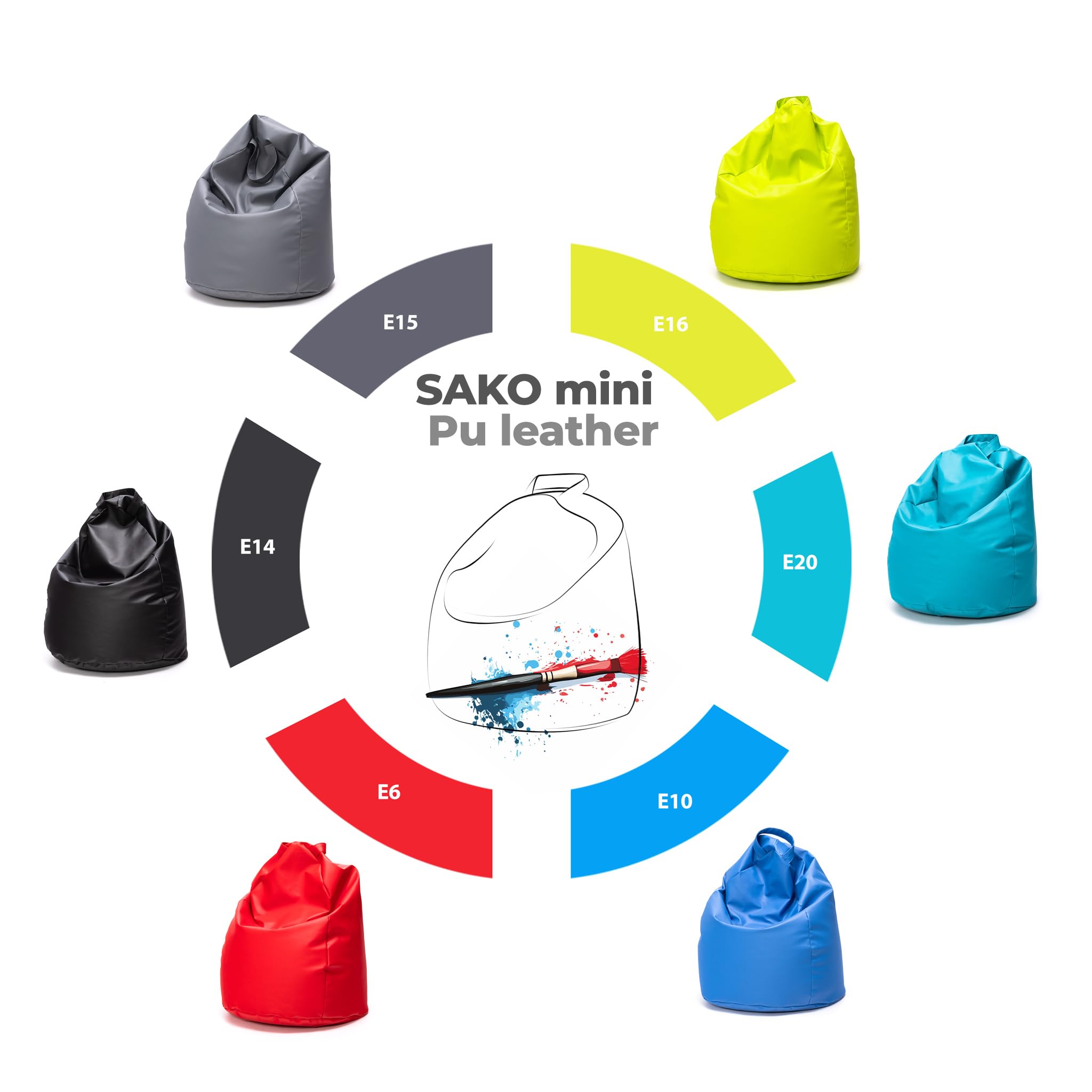 Ecopuf Pouf in similpelle con imbottitura in perline EPS, divano Etterfest, poltrona XXL per bambini, poltrona per adulti, sgabello, pouf, cameretta, sgabello da gaming, taglia S - 80x50 cm
