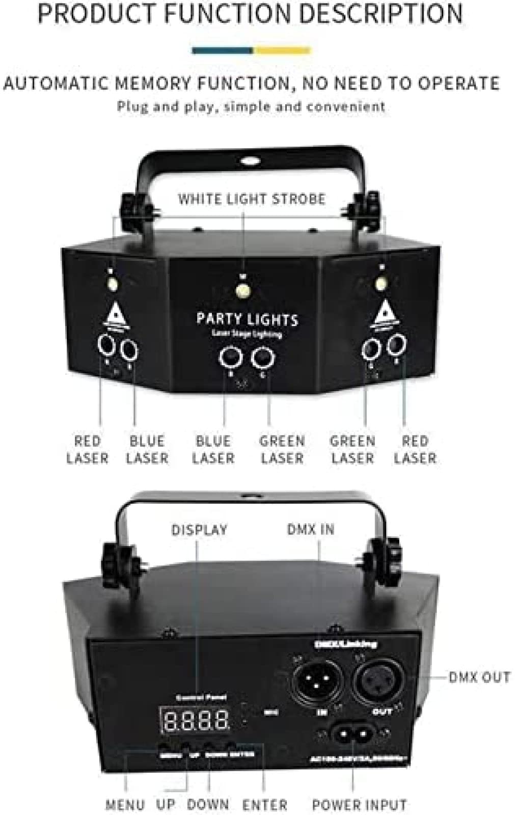 Proyector de luz LED para discoteca de DJ, 9 ojos, luz estroboscópica RGB con control remoto DMX, función de memoria para fiestas, bodas, bares y clubes