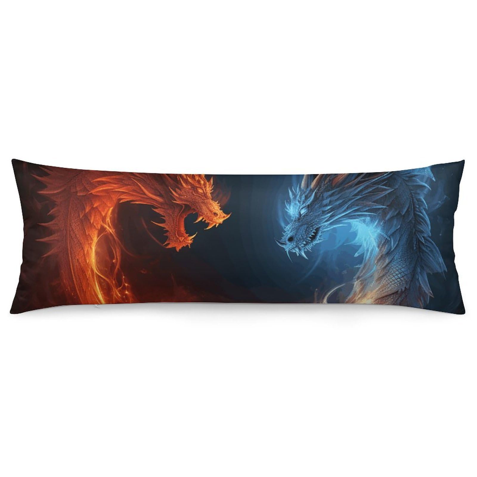 NONHAI 2 Pack Pillow Cases for Hair and Skin, Soft Breathable Pillow Case Covers with Hidden Zipper, Fire and Ice Dragons Pillowcase 20"x54" Pillow Covers for Sleeping Gift
