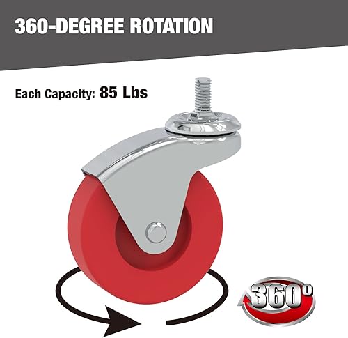 Miniatura 9 de BIG RED ATR6551-6PB - Juego de 6 ruedas giratorias de 360 grados resistentes para montaje en poste de carrito de servicio de enredadera, carrito