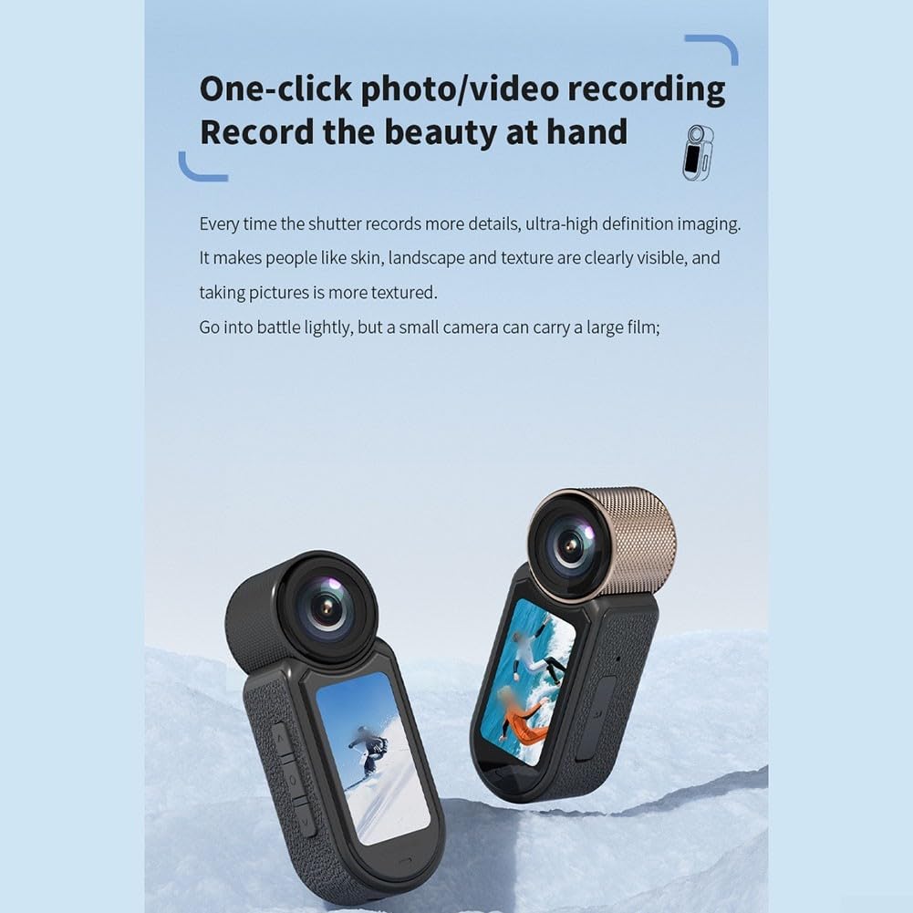 Action Camera compatta 4K con kit di montaggio magnetico | Video HD 4K, supporto magnetico per collana, uso a mani libere, sicurezza sul lavoro, uso quotidiano compatto (bianco)