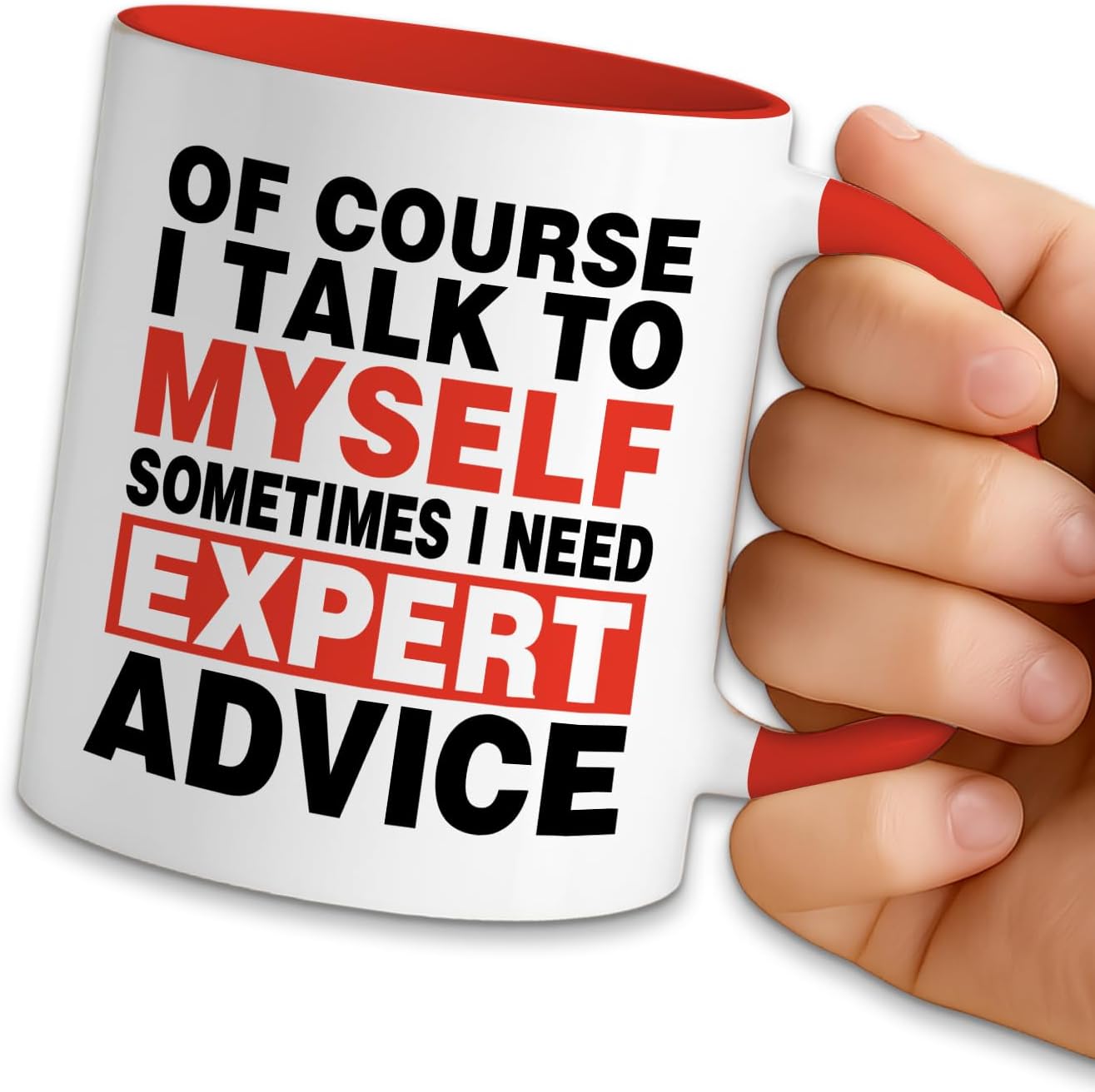 Funny Office Coffee Mug, Of Course I Talk to Myself Sometimes I Need Expert Advice, 11oz Ceramic Coffee Tea Cup, Sarcastic Office Gifts for Boss Coworker, Birthday Gifts for Women Men Friend